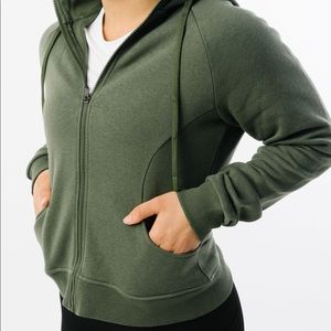 Zyia hoodie with zipper in Olive